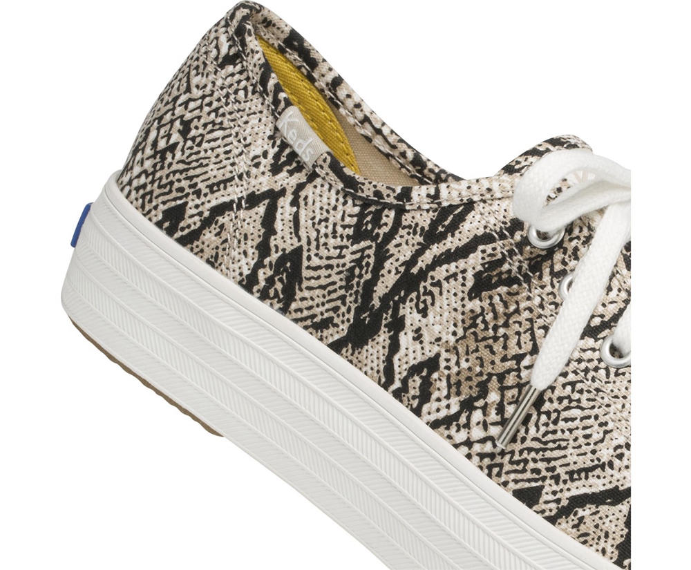 Keds Sneaker Damen Weiß/Schwarz - Triple Kick Snake - FHZ-834526